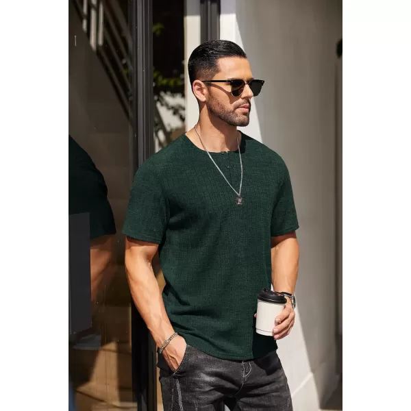COOFANDY Men's Henley Shirts Short Sleeve Casual Basic Summer Ribbed T-Shirts