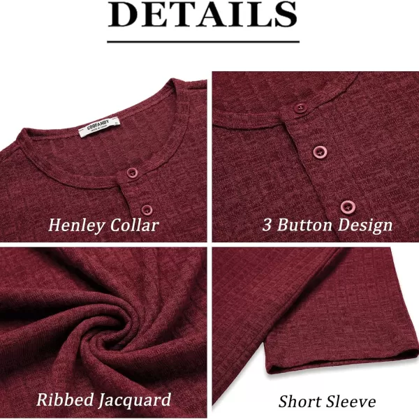 COOFANDY Men's Henley Shirts Short Sleeve Casual Basic Summer Ribbed T-Shirts