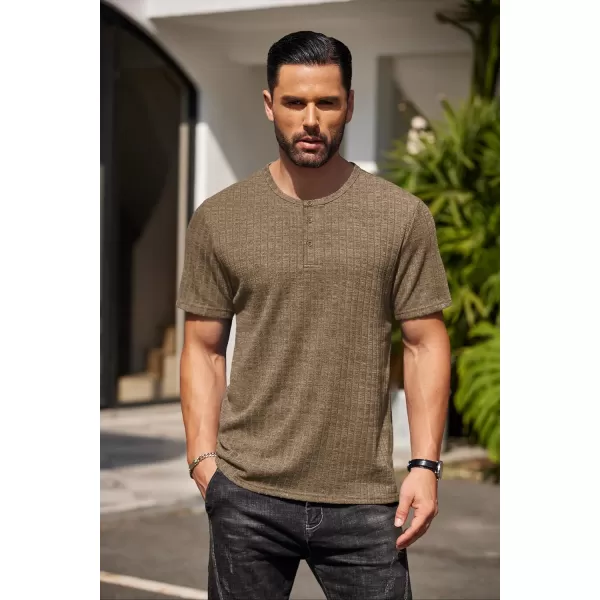 COOFANDY Men's Henley Shirts Short Sleeve Casual Basic Summer Ribbed T-Shirts