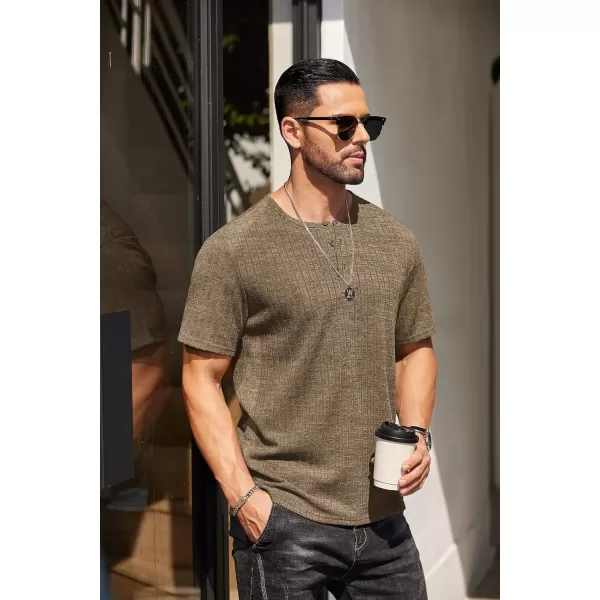 COOFANDY Men's Henley Shirts Short Sleeve Casual Basic Summer Ribbed T-Shirts