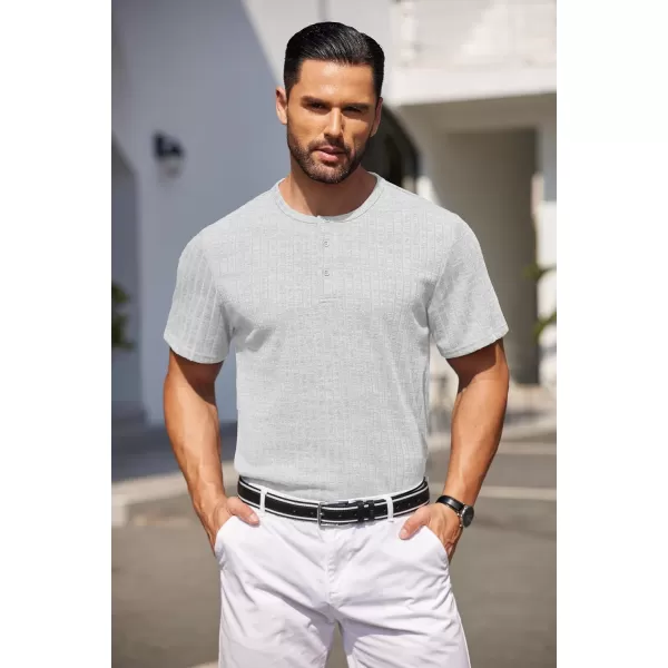 COOFANDY Men's Henley Shirts Short Sleeve Casual Basic Summer Ribbed T-Shirts