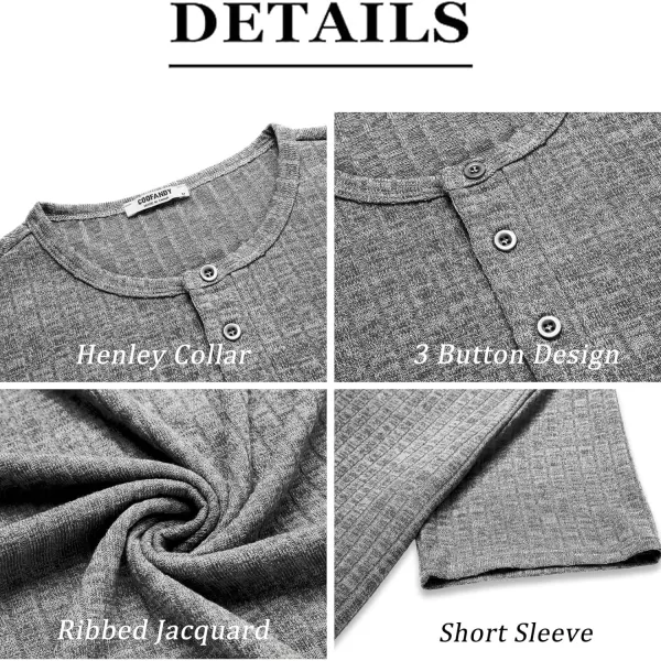 COOFANDY Men's Henley Shirts Short Sleeve Casual Basic Summer Ribbed T-Shirts