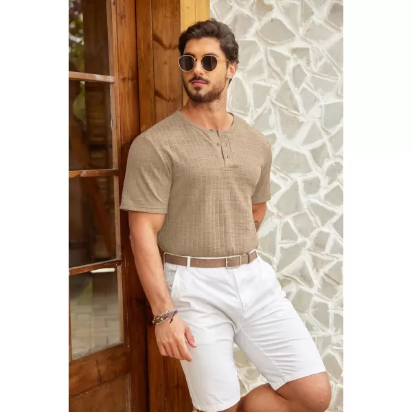 COOFANDY Men's Henley Shirts Short Sleeve Casual Basic Summer Ribbed T-Shirts