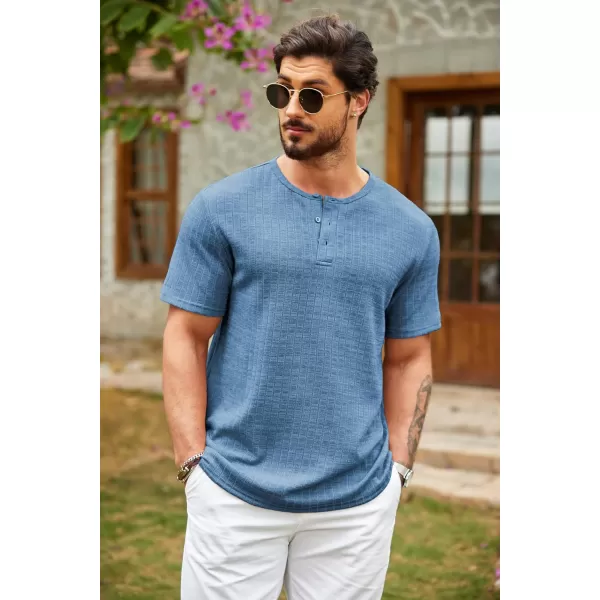 COOFANDY Men's Henley Shirts Short Sleeve Casual Basic Summer Ribbed T-Shirts
