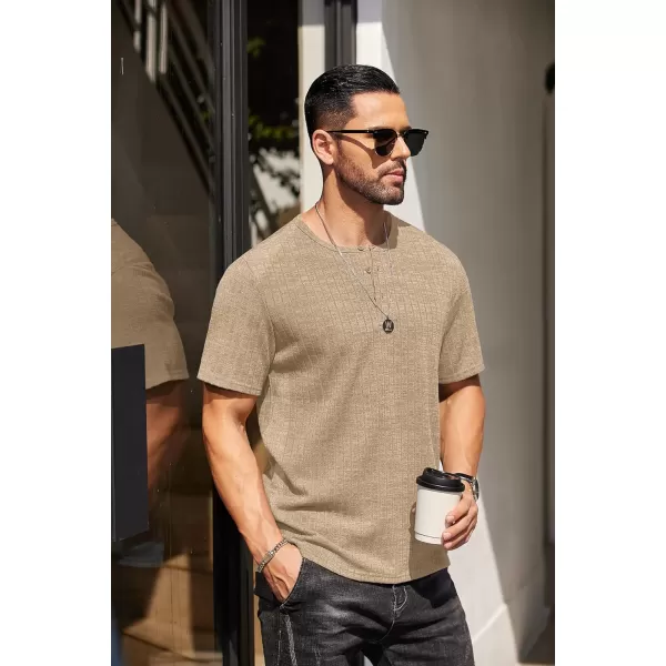 COOFANDY Men's Henley Shirts Short Sleeve Casual Basic Summer Ribbed T-Shirts