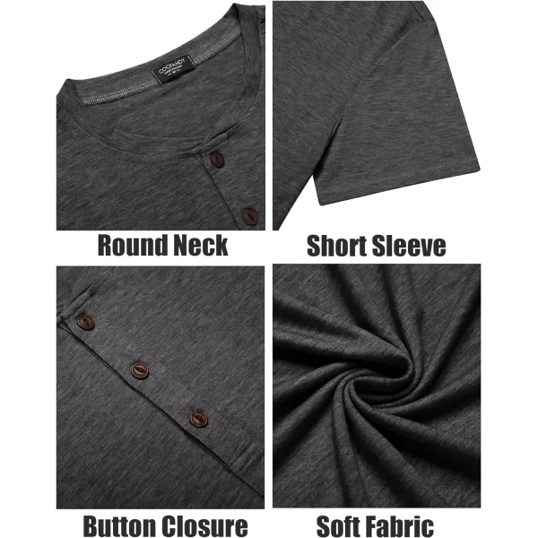 COOFANDY Men's Henley Shirts Short Sleeve Casual Basic Tee Summer Button Henley Soild T Shirts