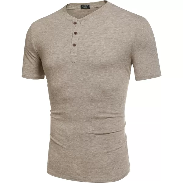 COOFANDY Men's Henley Shirts Short Sleeve Casual Basic Tee Summer Button Henley Soild T Shirts
