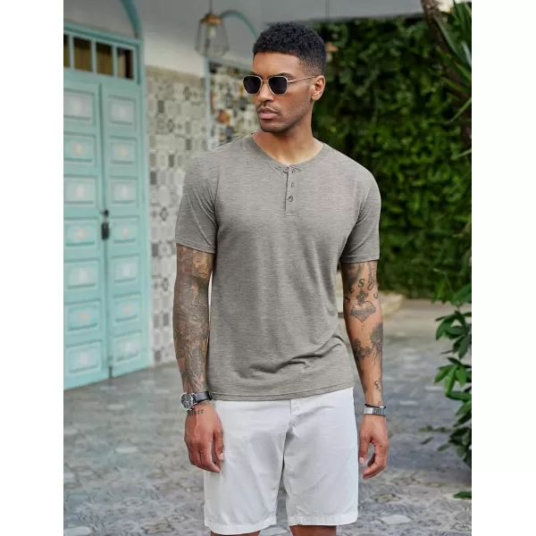 COOFANDY Men's Henley Shirts Short Sleeve Casual Basic Tee Summer Button Henley Soild T Shirts
