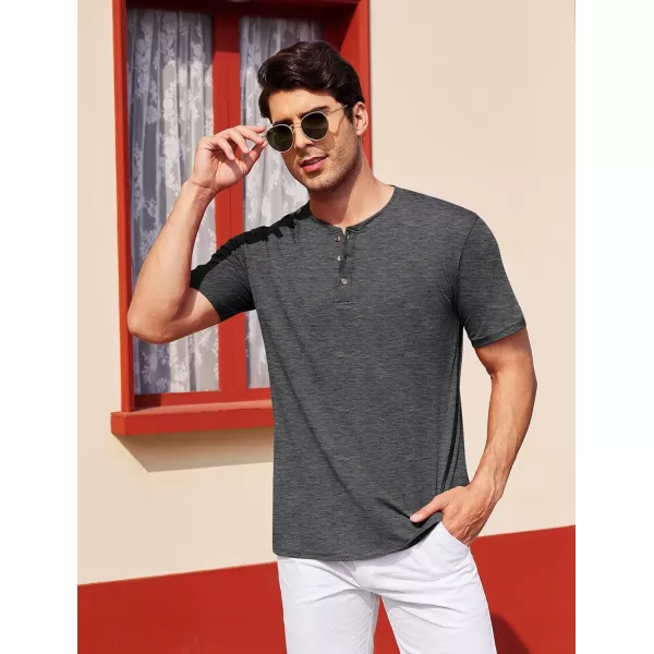COOFANDY Men's Henley Shirts Short Sleeve Casual Basic Tee Summer Button Henley Soild T Shirts