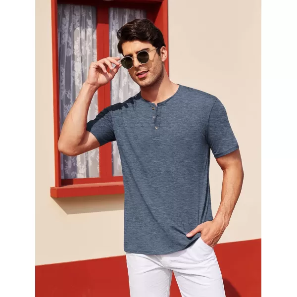 COOFANDY Men's Henley Shirts Short Sleeve Casual Basic Tee Summer Button Henley Soild T Shirts