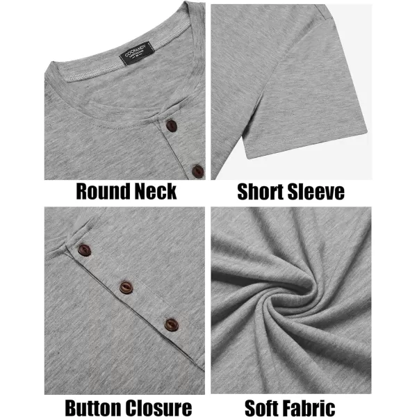 COOFANDY Men's Henley Shirts Short Sleeve Casual Basic Tee Summer Button Henley Soild T Shirts
