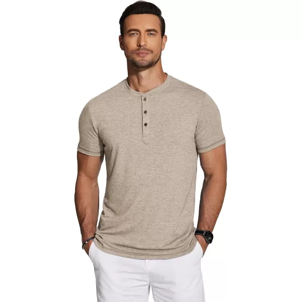 COOFANDY Men's Henley Shirts Short Sleeve Casual Basic Tee Summer Button Henley Soild T Shirts