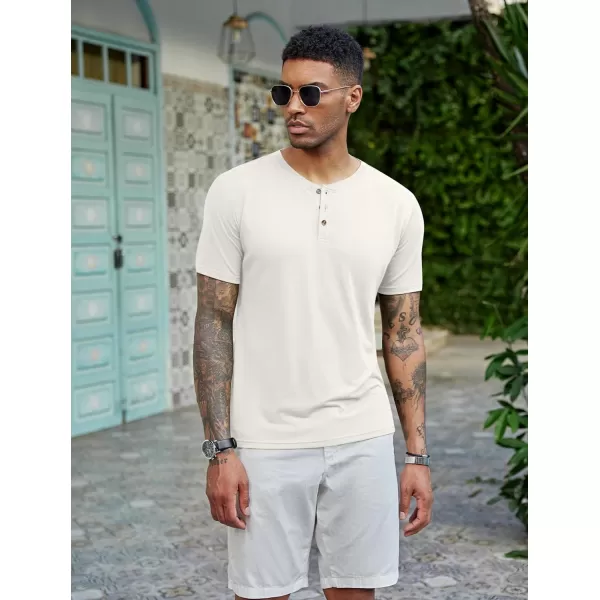 COOFANDY Men's Henley Shirts Short Sleeve Casual Basic Tee Summer Button Henley Soild T Shirts