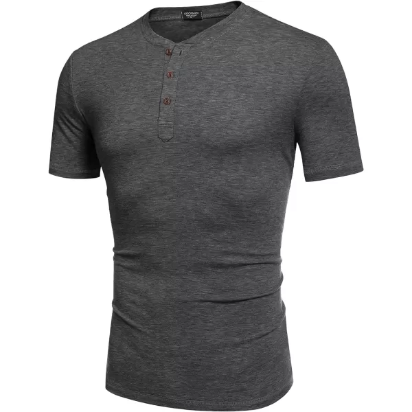 COOFANDY Men's Henley Shirts Short Sleeve Casual Basic Tee Summer Button Henley Soild T Shirts