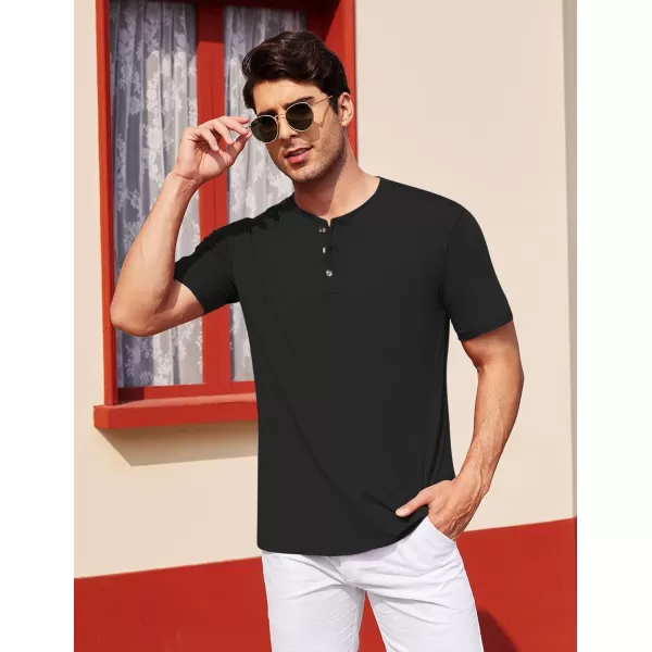 COOFANDY Men's Henley Shirts Short Sleeve Casual Basic Tee Summer Button Henley Soild T Shirts