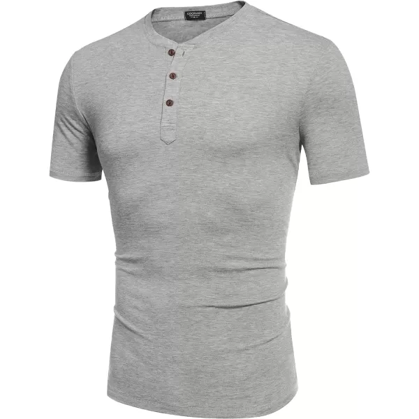 COOFANDY Men's Henley Shirts Short Sleeve Casual Basic Tee Summer Button Henley Soild T Shirts