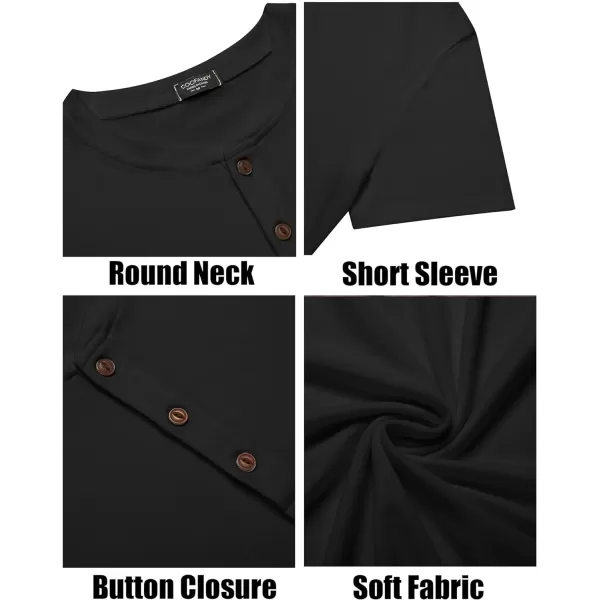 COOFANDY Men's Henley Shirts Short Sleeve Casual Basic Tee Summer Button Henley Soild T Shirts