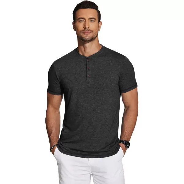 COOFANDY Men's Henley Shirts Short Sleeve Casual Basic Tee Summer Button Henley Soild T Shirts