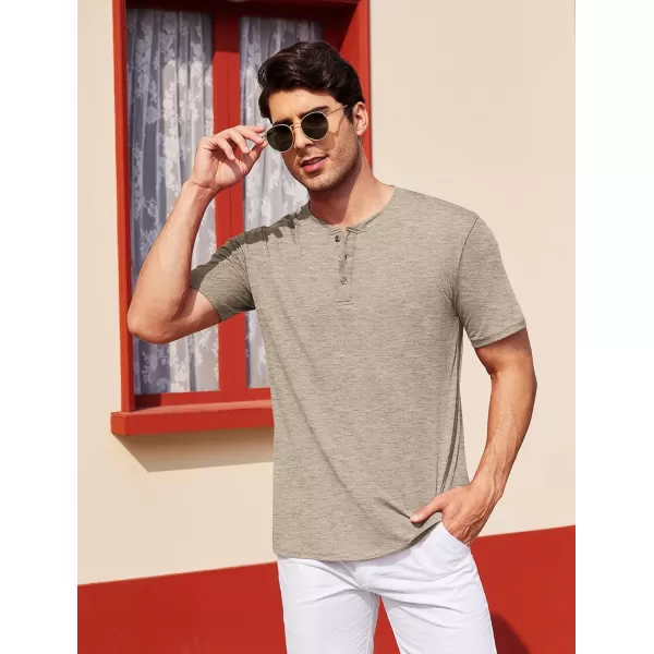 COOFANDY Men's Henley Shirts Short Sleeve Casual Basic Tee Summer Button Henley Soild T Shirts