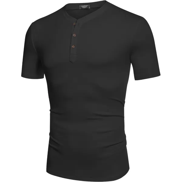 COOFANDY Men's Henley Shirts Short Sleeve Casual Basic Tee Summer Button Henley Soild T Shirts
