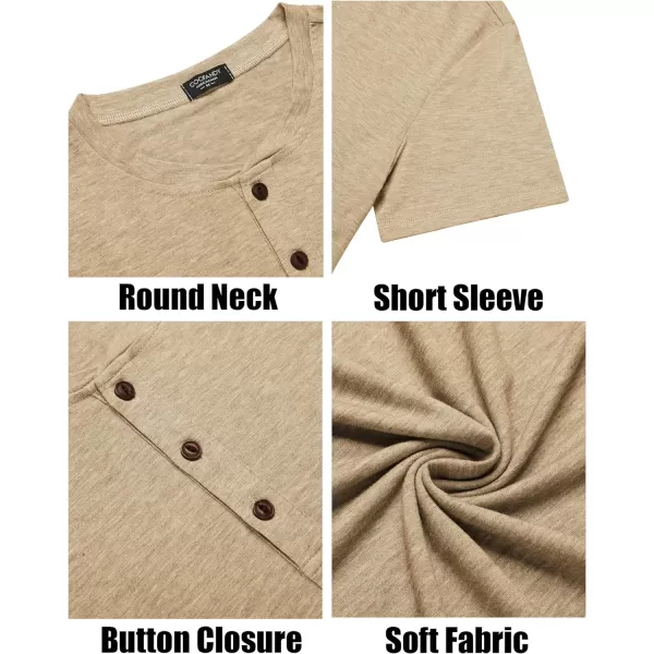 COOFANDY Men's Henley Shirts Short Sleeve Casual Basic Tee Summer Button Henley Soild T Shirts