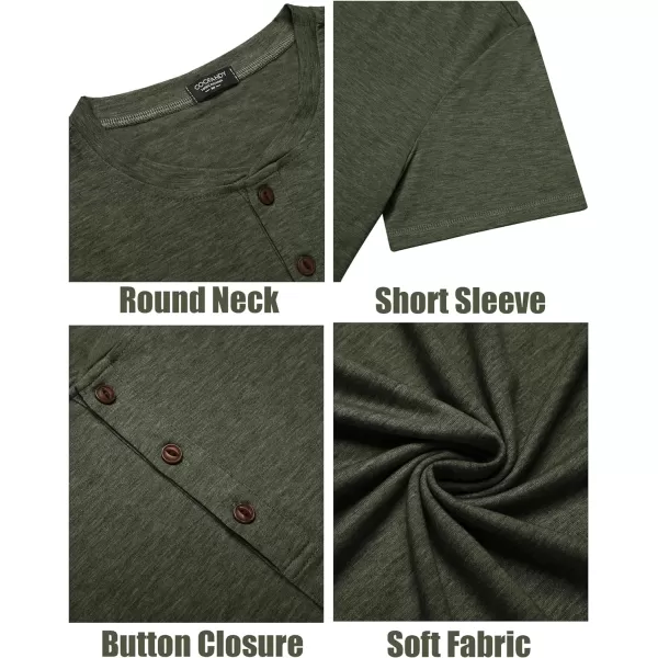 COOFANDY Men's Henley Shirts Short Sleeve Casual Basic Tee Summer Button Henley Soild T Shirts