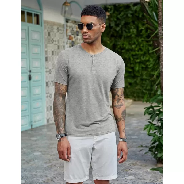 COOFANDY Men's Henley Shirts Short Sleeve Casual Basic Tee Summer Button Henley Soild T Shirts