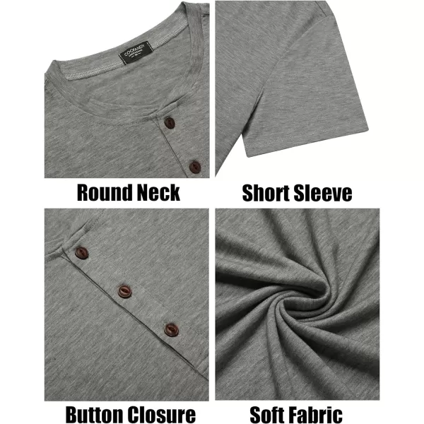 COOFANDY Men's Henley Shirts Short Sleeve Casual Basic Tee Summer Button Henley Soild T Shirts