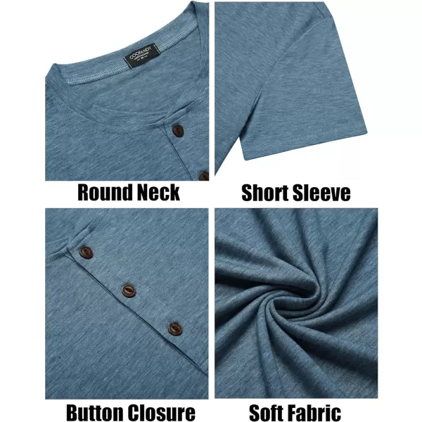 COOFANDY Men's Henley Shirts Short Sleeve Casual Basic Tee Summer Button Henley Soild T Shirts