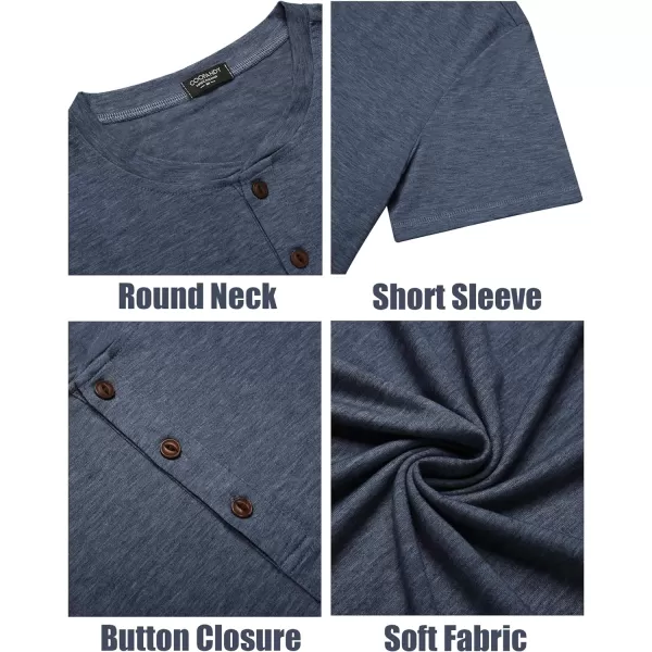 COOFANDY Men's Henley Shirts Short Sleeve Casual Basic Tee Summer Button Henley Soild T Shirts