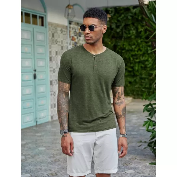 COOFANDY Men's Henley Shirts Short Sleeve Casual Basic Tee Summer Button Henley Soild T Shirts