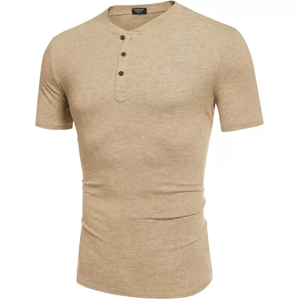 COOFANDY Men's Henley Shirts Short Sleeve Casual Basic Tee Summer Button Henley Soild T Shirts