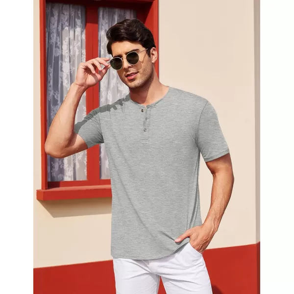 COOFANDY Men's Henley Shirts Short Sleeve Casual Basic Tee Summer Button Henley Soild T Shirts