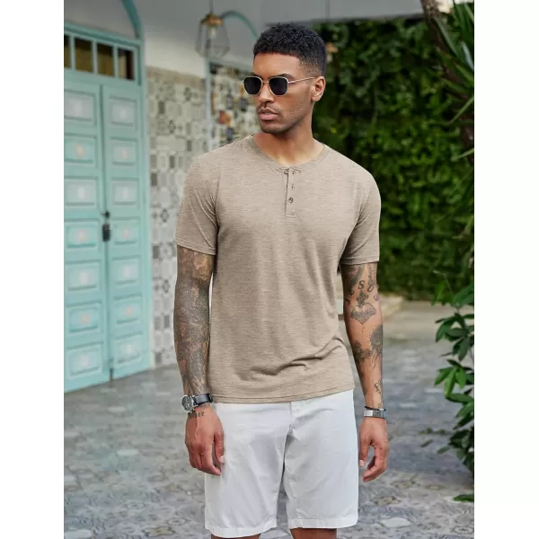 COOFANDY Men's Henley Shirts Short Sleeve Casual Basic Tee Summer Button Henley Soild T Shirts