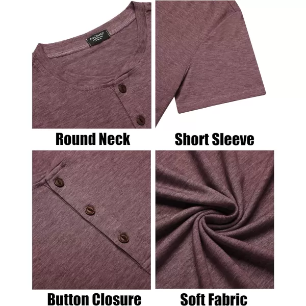 COOFANDY Men's Henley Shirts Short Sleeve Casual Basic Tee Summer Button Henley Soild T Shirts