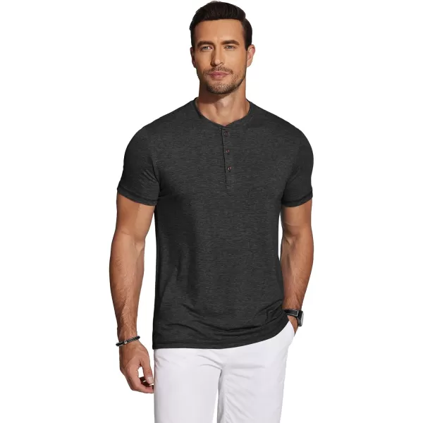 COOFANDY Men's Henley Shirts Short Sleeve Casual Basic Tee Summer Button Henley Soild T Shirts