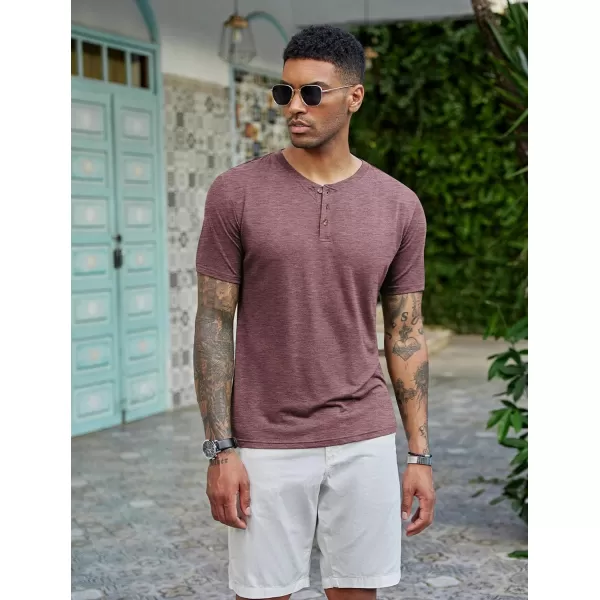 COOFANDY Men's Henley Shirts Short Sleeve Casual Basic Tee Summer Button Henley Soild T Shirts