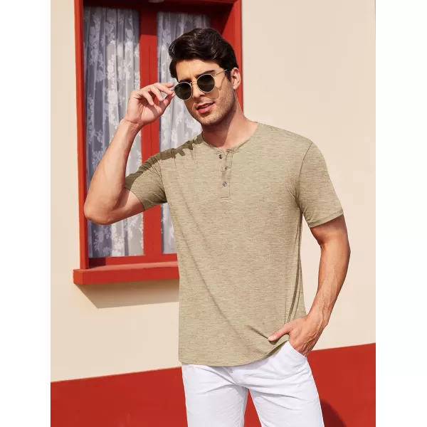 COOFANDY Men's Henley Shirts Short Sleeve Casual Basic Tee Summer Button Henley Soild T Shirts