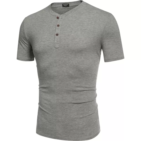 COOFANDY Men's Henley Shirts Short Sleeve Casual Basic Tee Summer Button Henley Soild T Shirts