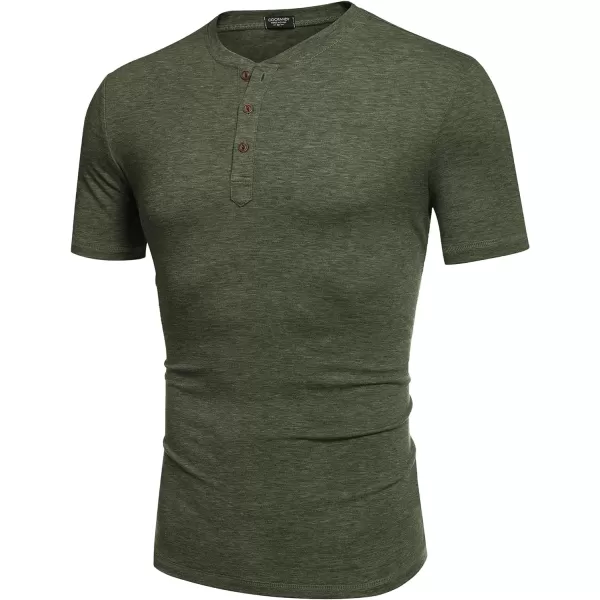 COOFANDY Men's Henley Shirts Short Sleeve Casual Basic Tee Summer Button Henley Soild T Shirts