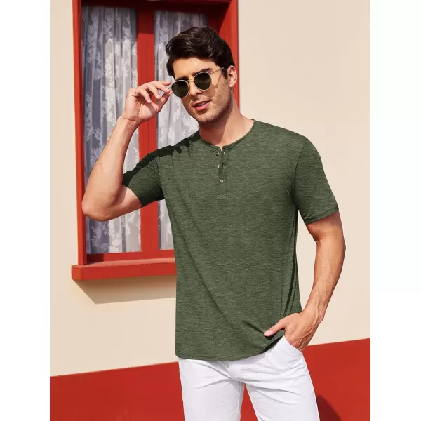 COOFANDY Men's Henley Shirts Short Sleeve Casual Basic Tee Summer Button Henley Soild T Shirts