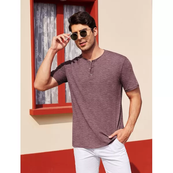 COOFANDY Men's Henley Shirts Short Sleeve Casual Basic Tee Summer Button Henley Soild T Shirts