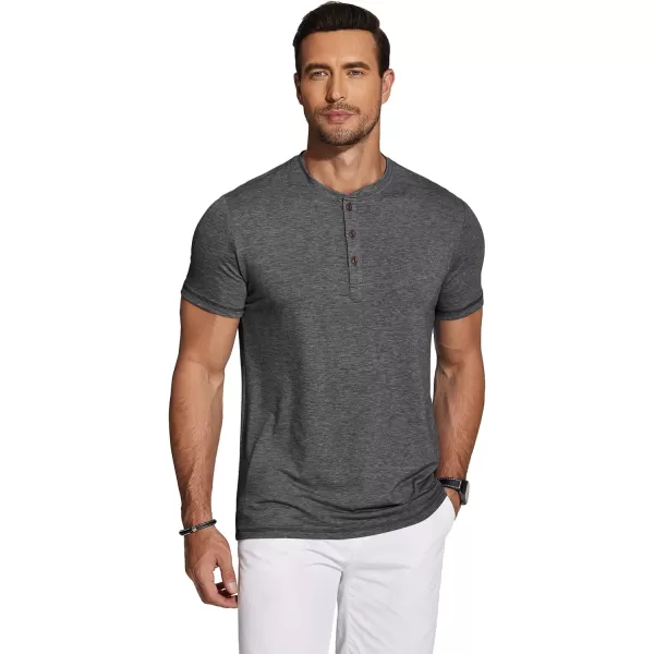 COOFANDY Men's Henley Shirts Short Sleeve Casual Basic Tee Summer Button Henley Soild T Shirts