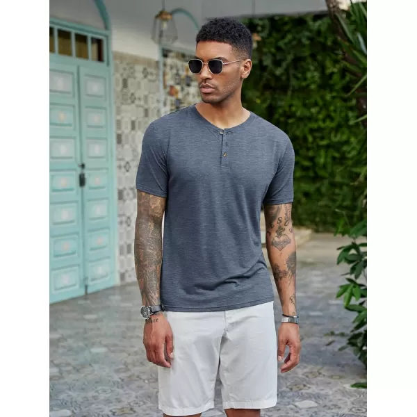COOFANDY Men's Henley Shirts Short Sleeve Casual Basic Tee Summer Button Henley Soild T Shirts