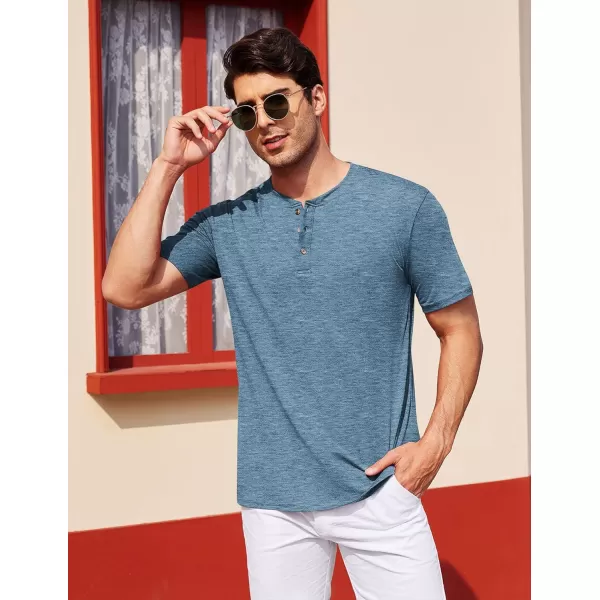 COOFANDY Men's Henley Shirts Short Sleeve Casual Basic Tee Summer Button Henley Soild T Shirts