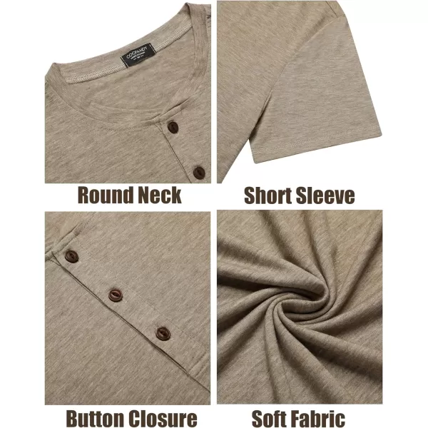COOFANDY Men's Henley Shirts Short Sleeve Casual Basic Tee Summer Button Henley Soild T Shirts