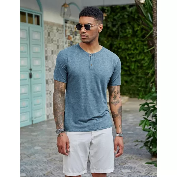 COOFANDY Men's Henley Shirts Short Sleeve Casual Basic Tee Summer Button Henley Soild T Shirts
