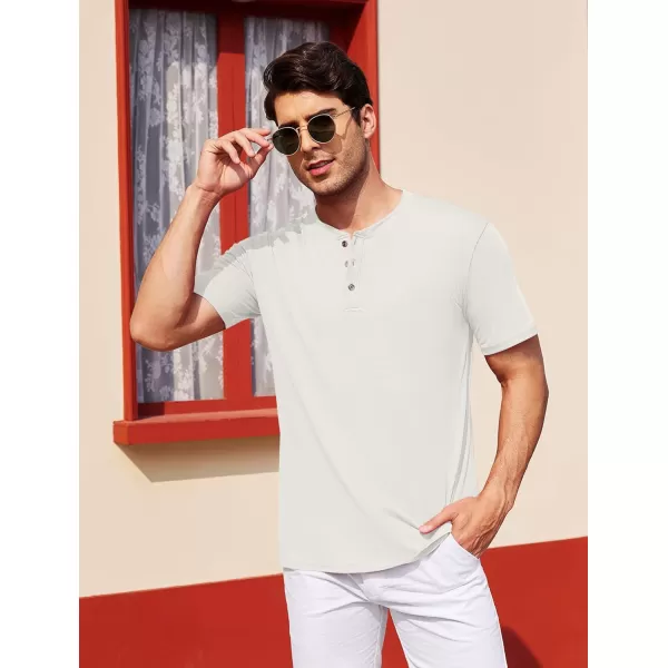 COOFANDY Men's Henley Shirts Short Sleeve Casual Basic Tee Summer Button Henley Soild T Shirts