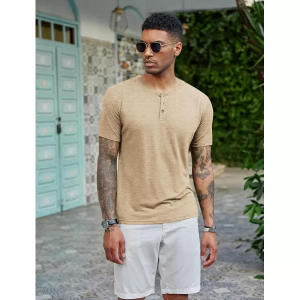 COOFANDY Men's Henley Shirts Short Sleeve Casual Basic Tee Summer Button Henley Soild T Shirts