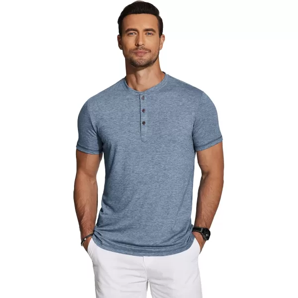 COOFANDY Men's Henley Shirts Short Sleeve Casual Basic Tee Summer Button Henley Soild T Shirts